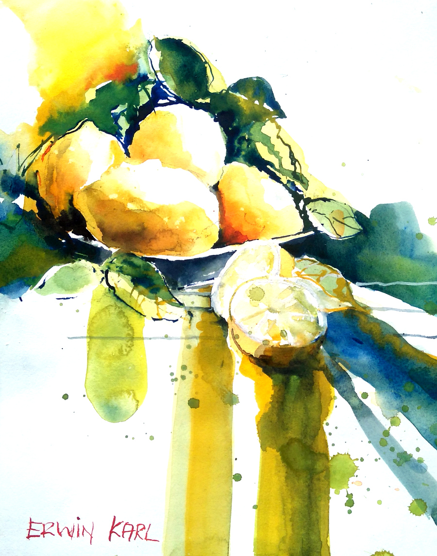 zitronen citron aquarell watercolour kunst salzburg galerie